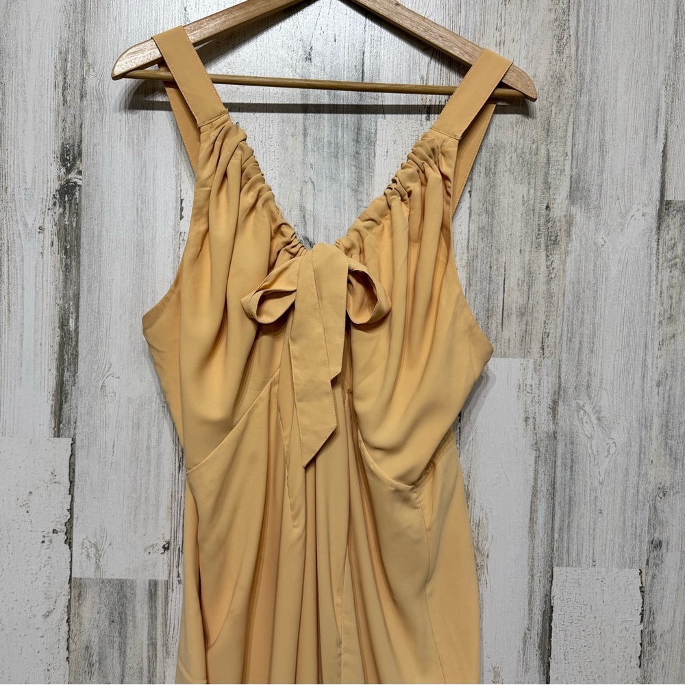 Abercrombie & Fitch Tan Cream Cinched Neck Slip Midi Dress Size XL Vacation - Picture 3 of 10